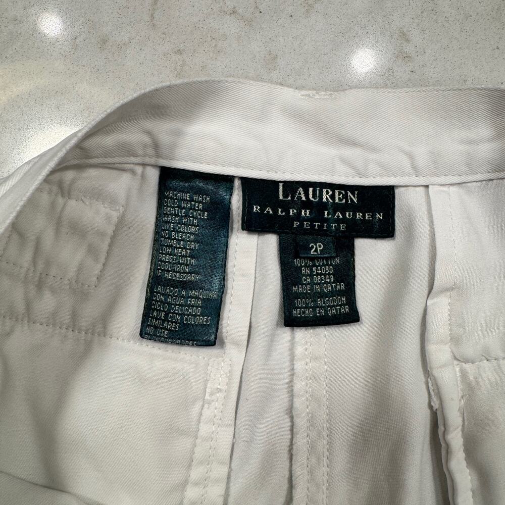 Lauren Ralph Lauren Petite Wide Leg Cropped Cotton Chino Pants Culottes 2P White - Picture 5 of 14